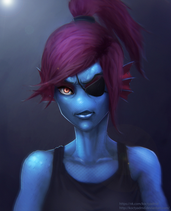 Undyne - Моё, Undertale, Цифровой рисунок, Undyne