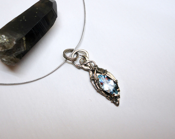 Pendant Shard of ice - My, Jewelry, Handmade, With your own hands, Wire wrap, , , Longpost