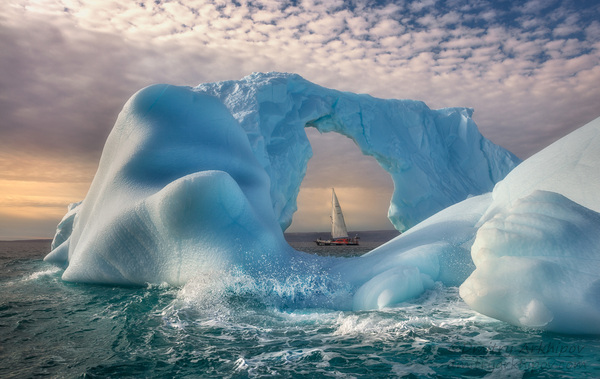 ice arches - Photo, Greenland, Yacht, Iceberg, Ice