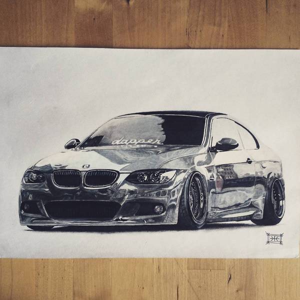BMW M3 E92... for the first time in a long time :) - My, Bmw, Germany, Grey, Bmw m3, Art, Drawing, Illustrations, Car
