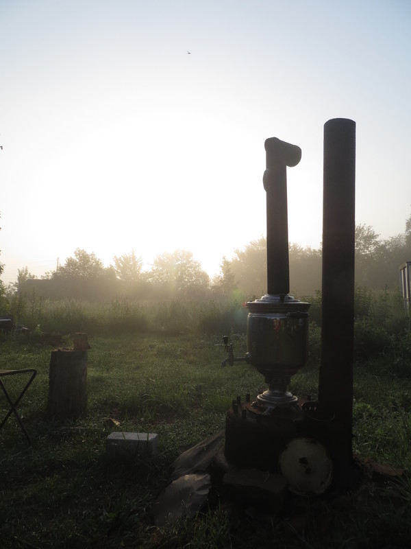 Before dawn - My, Samovar, Summer, Fog, Village, Morning