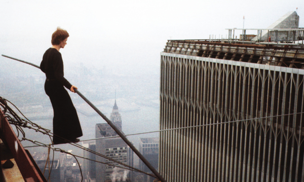 Philippe Petit between the twin towers (1974) - Philippe Petit, Twin Towers