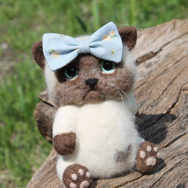 Kitty - My, Needlework, Handmade, Author's toy, Wool toy, , Wallow, Longpost