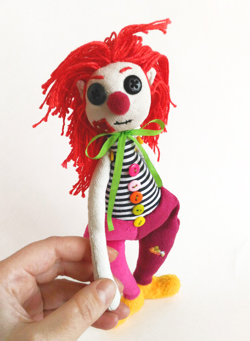 I'm afraid of clowns.. - My, Clown, Handmade, Soft toy, Author's toy, Stubbornness, Fear of clowns