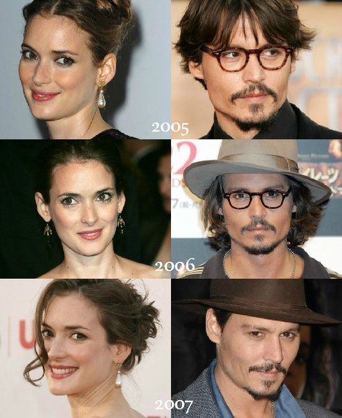 Winona Ryder and Johnny Depp —1987/2015 - Johnny Depp, Winona Ryder, Actors and actresses, Celebrities, The photo, Past, The present, Longpost