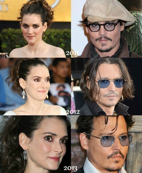Winona Ryder and Johnny Depp —1987/2015 - Johnny Depp, Winona Ryder, Actors and actresses, Celebrities, The photo, Past, The present, Longpost