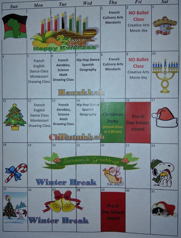 December 2016 in one of the kindergartens - Kindergarten, Canada, Children, Familiarization, Schedule