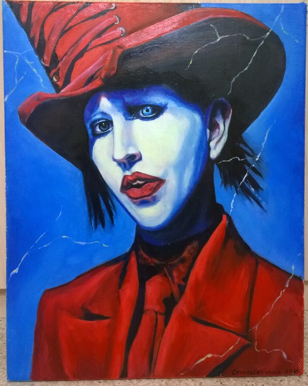My private Say10. - My, Marilyn Manson, Portrait, Painting, Butter, Art, Creation