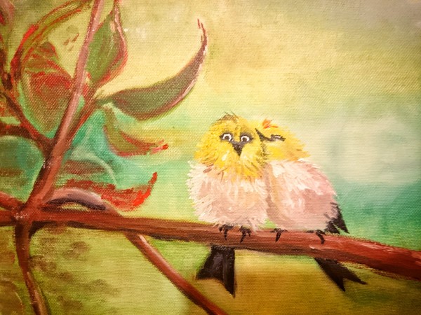 Oil painting birds - My, Oil painting, Hobby, Birds