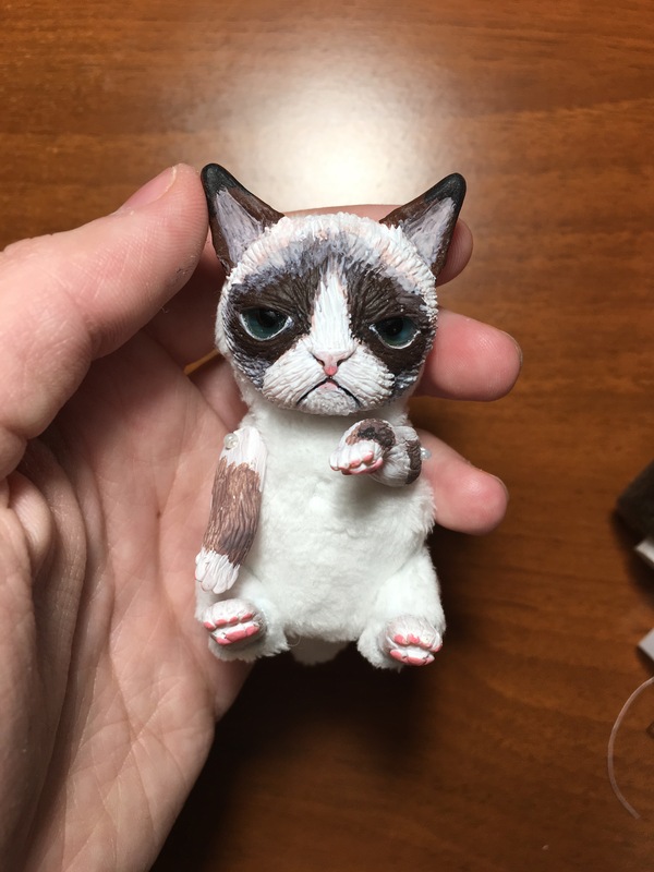 Grumpy - My, Grumpycat, Handmade, Polymer clay, Longpost, Grumpy cat, cat, Needlework without process
