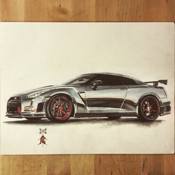 Nissan GTR R35 from San Francisco :) - My, Nissan, Nissan gt-r, Jdm, Art, Creation, Drawing, Longpost, Car