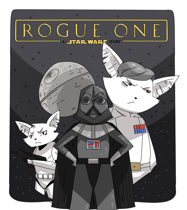 Star Wars: Rogue One cat poster - My, Art, Digital drawing, Star Wars, Video