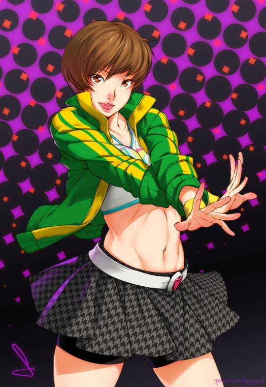 Chie Satonaka and her Persona. - Persona 4, Anime, Anime art, Longpost, Chie Satonaka, Tomoe, 