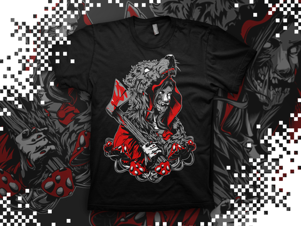 Little Red Riding Hood - My, Little Red Riding Hood, Wolf, Mushrooms, T-shirt, Print, Scull, Zombie, Art