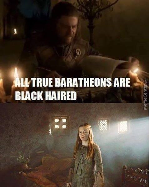 Inconsistency) all real Baratheons are black-haired - Game of Thrones, Ned stark, Baratheons, Serials