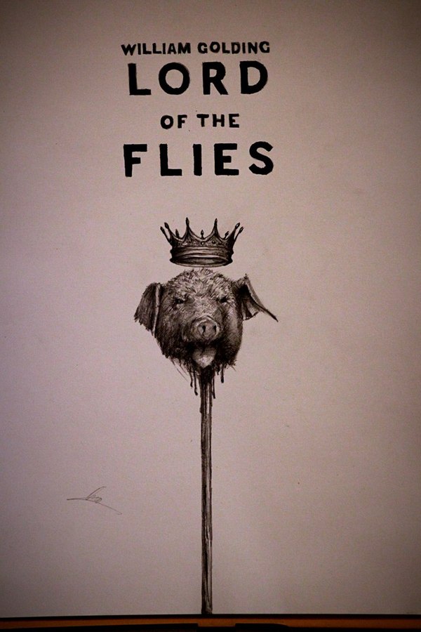 My variation of the cover for the novel Lord of the Flies. - My, Lord of the Flies, Art, Drawing, Pencil drawing, novel