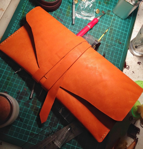 Women's leather clutch - how it's made) - My, , Leather products, My, Longpost