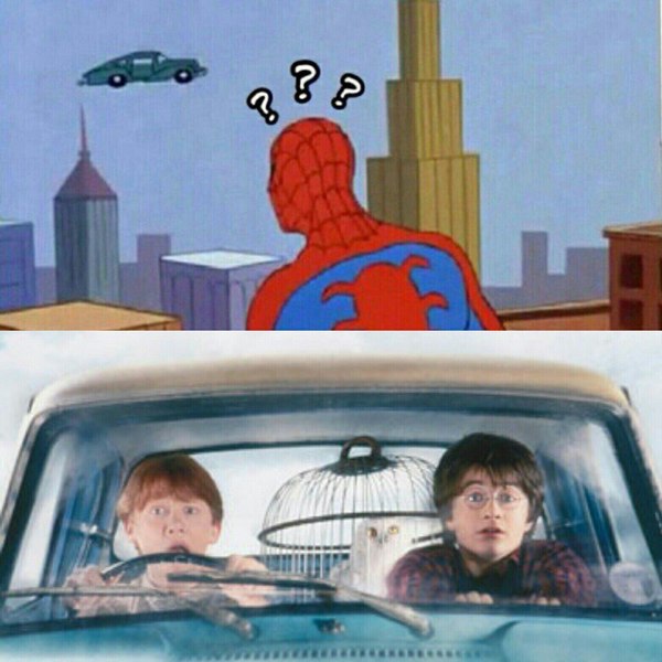 It's just that Ron forgot to turn on the invisibility - Spiderman, The Invisible Machine, Harry Potter