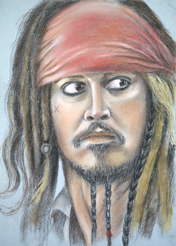 Portrait of Johnny Depp - My, Johnny Depp, Portrait, Pastel, captain sparrow