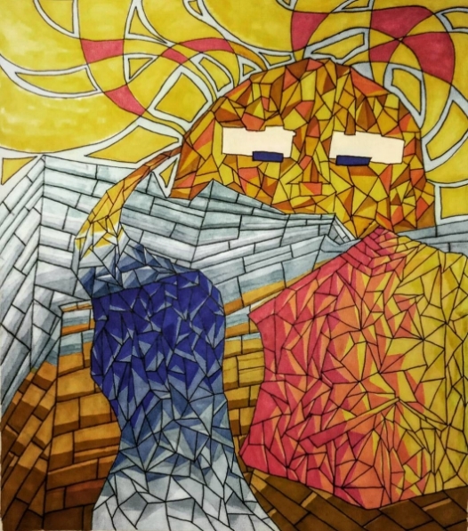 Abstract work from Art School) - My, The sun, Abstraction, Mosaic, Panel, Drawing, Art, Creation