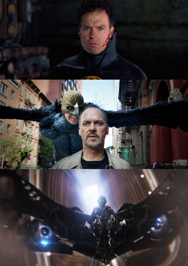 Michael Keaton loves to play winged characters (Batman, Birdman, Vulture from Spider-Man) - My, Batman, Birdman, Spiderman Homecoming, Michael Keaton, Marvel, Comics