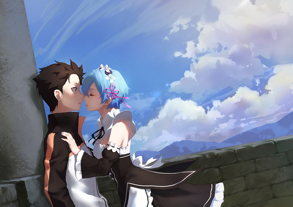 Subaru and Rem - Аниме, Anime Art, Re:Zero Kara, Natsuki Subaru, Rem, Rem (Re:Zero Kara)