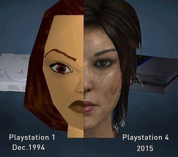 A big difference - 9GAG, Playstation, Lara Croft, Difference