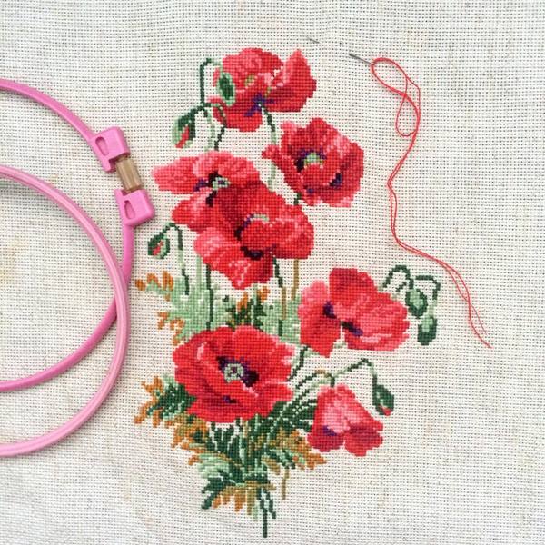 Poppies - My, Poppy, Embroidery, Cross-stitch, Needlework, Friday