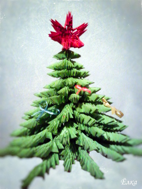 My hobby - My, Origami, , Modular origami, Paper will tolerate everything, Longpost, Christmas trees, Christmas tree