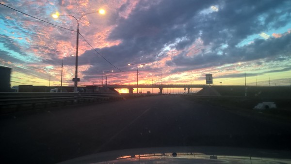 Летний закат на трассе М4 Фото, Трасса, М4, Дон, Закат, Лето, 2016, Россия