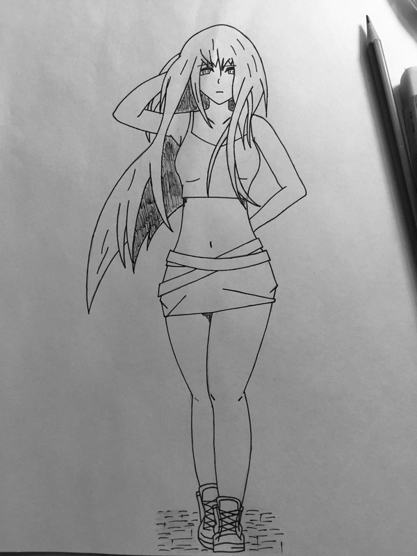 Sheet, pen, pencil. - My, Anime, Anime art, Anime original, Legs