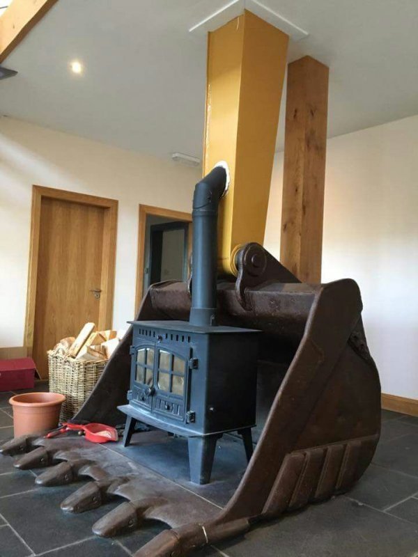 harsh fireplace - Excavator, Bowl, Fireplace, Humor