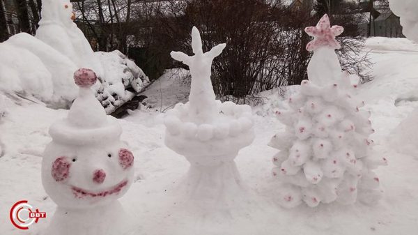 In the Tver region, a grandmother made a whole zoo out of snow for her grandchildren - Tver region, Vyshny Volochek, Winter, Elderly, Longpost