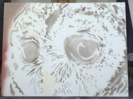 First airbrush painting, process - My, Airbrushing, Owl, Artist, Eyes, Art, Art, Creation, Process, Longpost