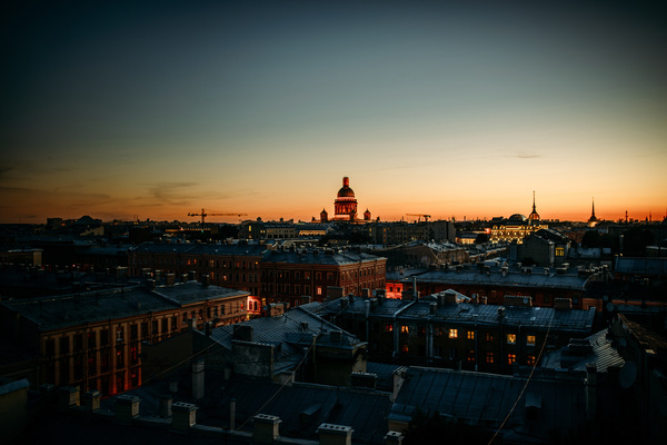 Roofs of St. Petersburg - My, Saint Petersburg, Roof, Sunset, The photo, Saint Isaac's Cathedral