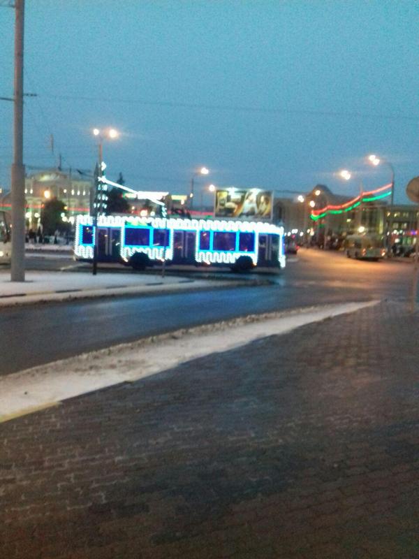 New Year's trolley bus in Gomel - My, New, Year, Trolleybus, Gomel, Longpost