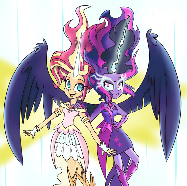 Mid and Sun My Little Pony, Equestria Girls, Sunset Shimmer, Midnight Sparkle