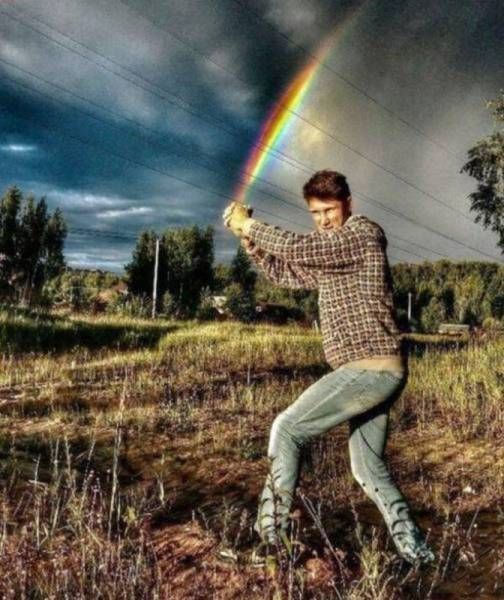 When there is nothing to do in the countryside - Rainbow, Lightsaber, Village