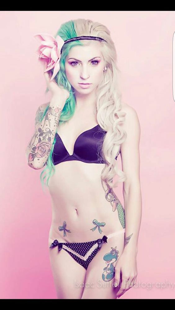 Unusual, bright girls with tattoos. A variety of colors and patterns. - NSFW, Girls, People, Tattoo, Naked, Breast, Sexuality, Longpost