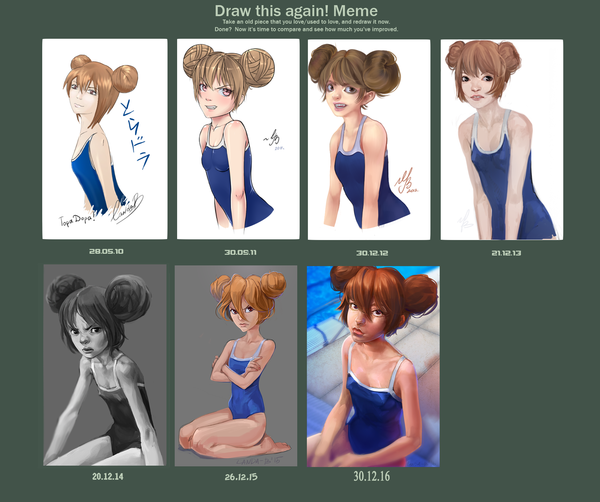  2016 (Draw This Again! Meme) , Aisaka Taiga, Anime Art, Draw This Again, , 