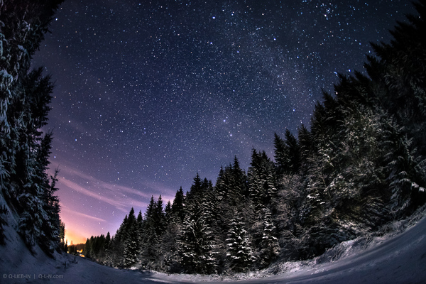 Winter night - Photo, Night, Stars, Sky, Winter, beauty