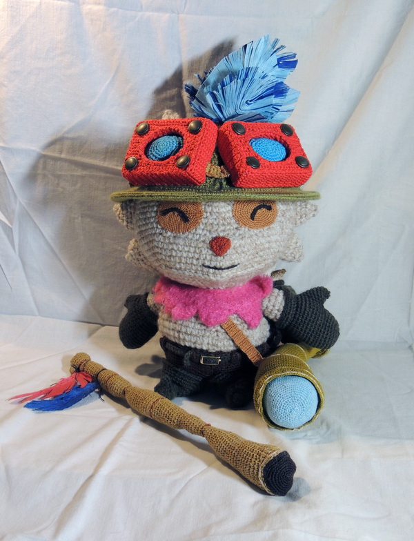 Captain Timo on duty or knitted toxic yordle!) - My, League of legends, Teemo, Needlework, Handmade, Crochet, Longpost, First post, GIF