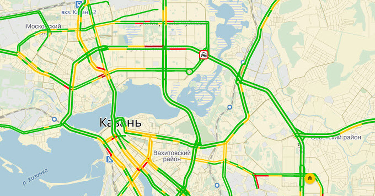 Пробки на дорогах казани сейчас карта
