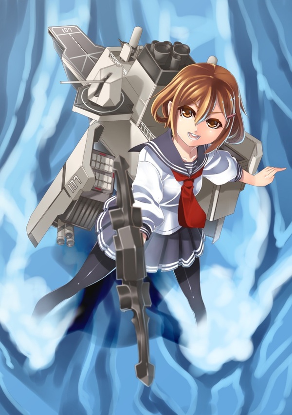 Kantai Collection Modern Warfare: DD-107 JS Ikazuchi (Murasame-class destroyer) - Kantai collection, Anime art, Kanmusu, Ikazuchi