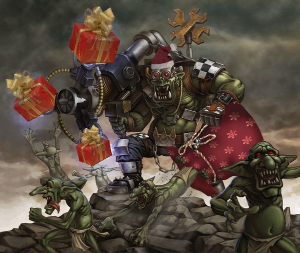 Спец-мек Дедоморозус со своим подакркомётом, несёт настроение и чуток гретчинов!