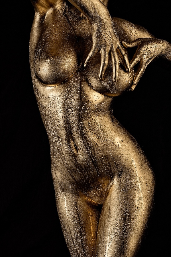 In gold. To my 1 subscriber - NSFW, Erotic, Girls, Boobs, Breast, Paints, Wet