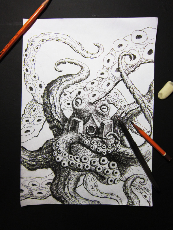 Octopus - My, Art, Drawing, Pencil, Artist, Art, Creation, Octopus