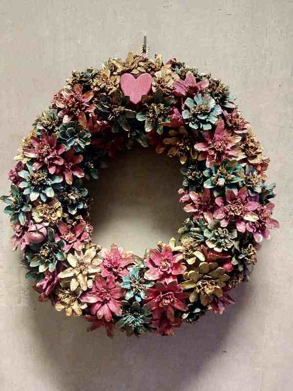 Bright handmade decorative wreath - My, Wreath, Decorative wreath, , , Presents, Longpost