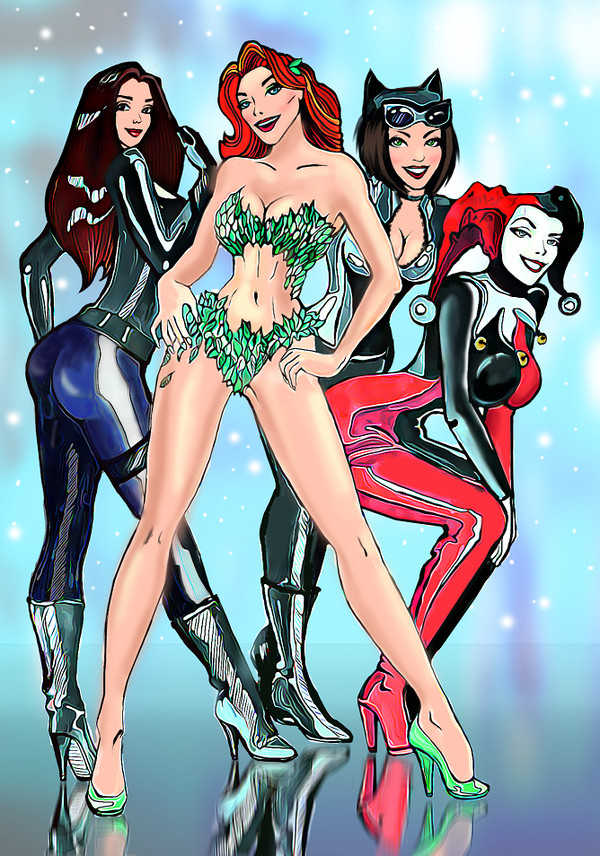 Superheroines - My, My, Marvel, Dc comics, Black Widow, Poison ivy, Catwoman, Harley quinn