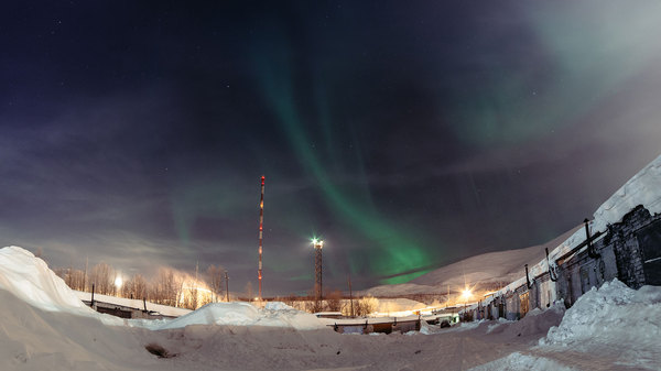 garages) - My, Kirovsk, Khibiny, North, Polar Lights